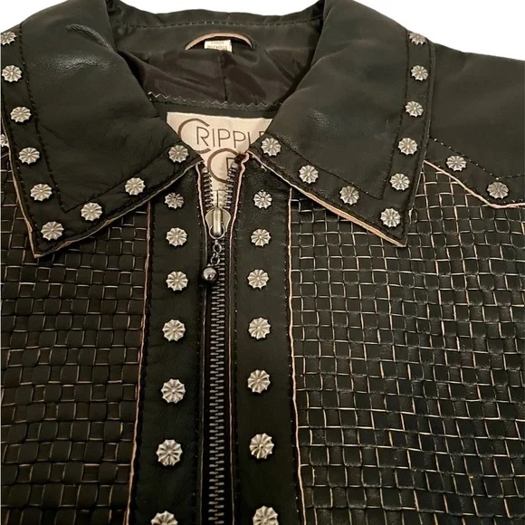 CRIPPLE CREEK Women's Studded Leather Jacket - S